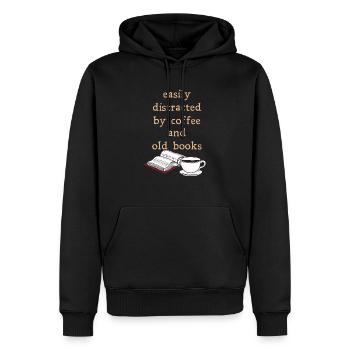 Dark Academia Aesthetic Drôle de café et de livres - Sweat à capuche Premium bio Homme - noir - Devant - Nico (187cm)