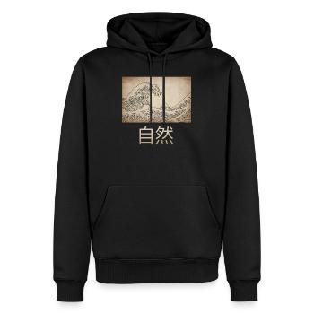 Dark Academia Aesthetic Great Wave Off Kanagawa - Sweat à capuche Premium bio Homme - noir - Devant - Nico (187cm)