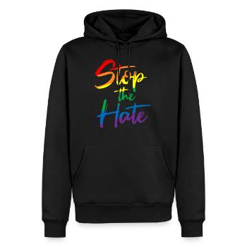Stop The Hate Antirassismus LGBT LGBTQ Toleranz - Männer Premium Bio Hoodie - Schwarz - Vorne - Nico (187cm)