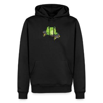 Cottagecore Aesthetic Kawaii Skateboarding Frog - Men’s Premium Organic Hoodie - black - Front - Nico (187cm)