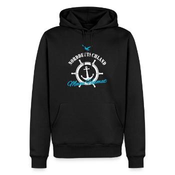 Norddeutschland meine Heimat Nordsee Ostsee Deko - Männer Premium Bio Hoodie - Schwarz - Vorne - Nico (187cm)