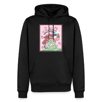 Cottagecore Aesthetic Frosch Trinkt Japanese Milk - Männer Premium Bio Hoodie - Schwarz - Vorne - Nico (187cm)