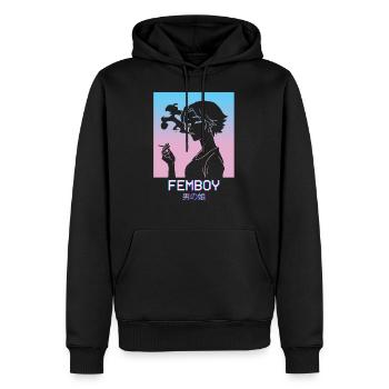 Femboy Anime Boy Vaporwave Esthétique Pastel Goth - Sweat à capuche Premium bio Homme - noir - Devant - Nico (187cm)