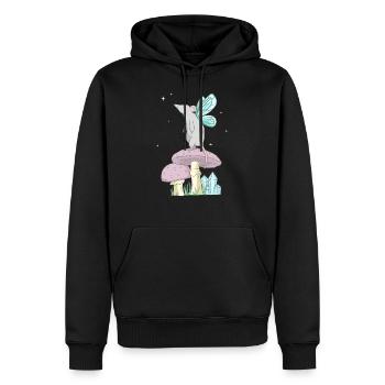 Fairycore Esthétique Fairy Mouse sur un champignon - Sweat à capuche Premium bio Homme - noir - Devant - Nico (187cm)