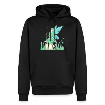 Fairycore Esthétique Elfe Fée sur un champignon - Sweat à capuche Premium bio Homme - noir - Devant - Nico (187cm)