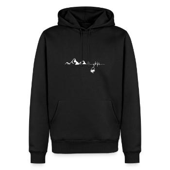 Heartbeat - Montagne - Ski - (5) - Sweat à capuche Premium bio Homme - noir - Devant - Nico (187cm)