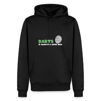 Lustiger Dartspieler Dartmeister - Männer Premium Bio Hoodie - Schwarz - Vorne - Nico (187cm)
