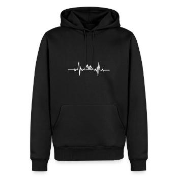 Heartbeat Outdoor Berge - Männer Premium Bio Hoodie - Schwarz - Vorne - Nico (187cm)