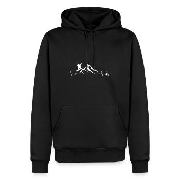 Heartbeat - Mountain - Snowboarding - (4) - Men’s Premium Organic Hoodie - black - Front - Nico (187cm)