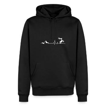 Berg - Herzklopfen - Mountainbike - (2) - Männer Premium Bio Hoodie - Schwarz - Vorne - Nico (187cm)