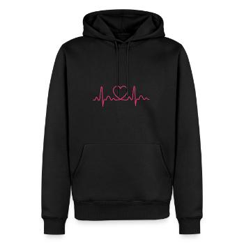 Idée de cadeau: pulsation cardiaque - Sweat à capuche Premium bio Homme - noir - Devant - Nico (187cm)