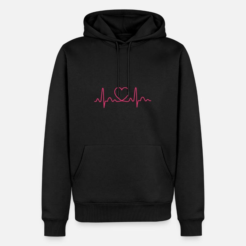 Idée de cadeau: pulsation cardiaque - Sweat à capuche Premium bio Homme - noir