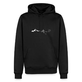 Heart - Heartbeat - Montagne - Ski - (7) - Sweat à capuche Premium bio Homme - noir - Devant - Nico (187cm)