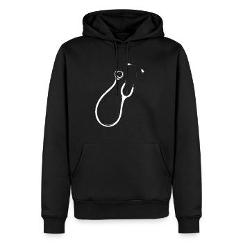 Schwarzweiß Stethoskop Linienkunst - Männer Premium Bio Hoodie - Schwarz - Vorne - Nico (187cm)