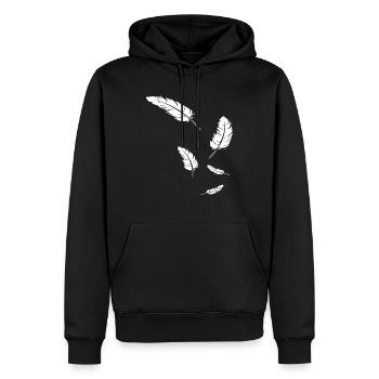 Weiße Federn auf Schwarz - Männer Premium Bio Hoodie - Schwarz - Vorne - Nico (187cm)