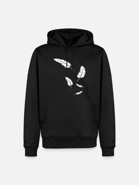 Weiße Federn auf Schwarz - Männer Premium Bio Hoodie - Schwarz