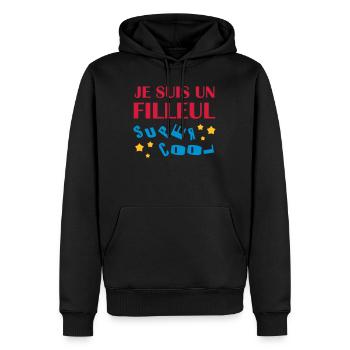 Patin / Pate / Patentochter / Patensohn - Männer Premium Bio Hoodie - Schwarz - Vorne - Nico (187cm)