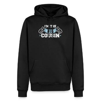 Cousin - Männer Premium Bio Hoodie - Schwarz - Vorne - Nico (187cm)