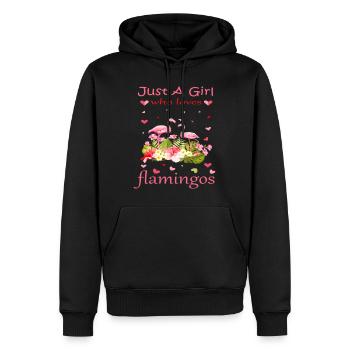 Nur ein Mädchen, das Flamingos liebt - Männer Premium Bio Hoodie - Schwarz - Vorne - Nico (187cm)