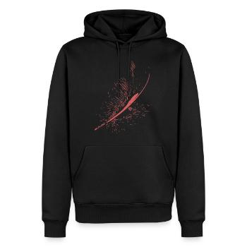 Abstrakte Feder / Linie / rosa / Muster / Natur - Männer Premium Bio Hoodie - Schwarz - Vorne - Nico (187cm)