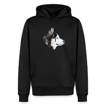 Hund Husky Polygon - Männer Premium Bio Hoodie - Schwarz - Vorne - Nico (187cm)
