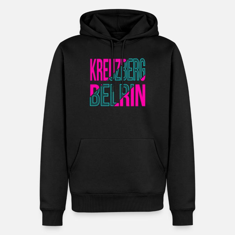 Kreuzberg Berlin Design - Ekologiczna męska bluza z kapturem Premium - czarny