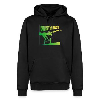 Calisthenics Gradient Pose Square Design - Men’s Premium Organic Hoodie - black - Front - Nico (187cm)