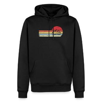 Sonne und Retro-Linien - Berg - - Männer Premium Bio Hoodie - Schwarz - Vorne - Nico (187cm)