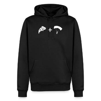 Pizza - Gleitschirmfliegen - - Männer Premium Bio Hoodie - Schwarz - Vorne - Nico (187cm)