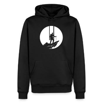 Moon - Hiking - (4) - Men’s Premium Organic Hoodie - black - Front - Nico (187cm)