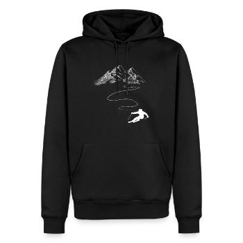 Montagne - Ligne sinueuse - Ski - (9) - Sweat à capuche Premium bio Homme - noir - Devant - Nico (187cm)