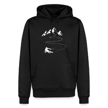 Montagne - Ligne sinueuse - Ski - (11) - Sweat à capuche Premium bio Homme - noir - Devant - Nico (187cm)