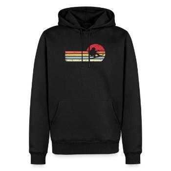 Lignes soleil et rétro - Snowboard - - Sweat à capuche Premium bio Homme - noir - Devant - Nico (187cm)