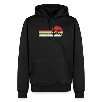 Soleil et lignes rétro - Cyclisme - - Sweat à capuche Premium bio Homme - noir - Devant - Nico (187cm)