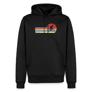 Soleil et lignes rétro - Homme à vélo - - Sweat à capuche Premium bio Homme - noir - Devant - Nico (187cm)