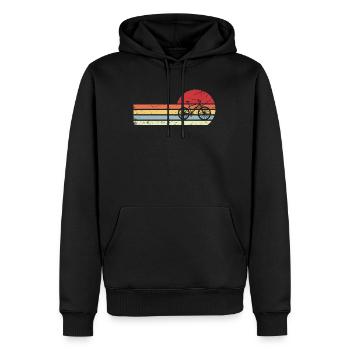 Sonne und Retro-Linien - E-Bike - - Männer Premium Bio Hoodie - Schwarz - Vorne - Nico (187cm)