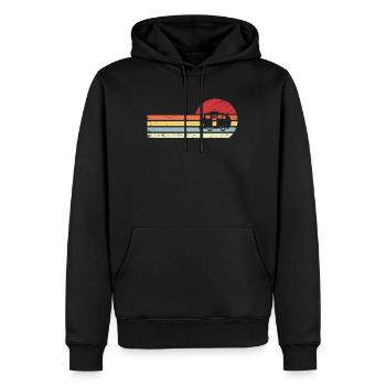 Sonne und Retro-Linien - Camping Wohnwagen - - Männer Premium Bio Hoodie - Schwarz - Vorne - Nico (187cm)