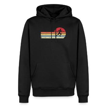 Soleil et lignes rétro - Course à pied - - Sweat à capuche Premium bio Homme - noir - Devant - Nico (187cm)