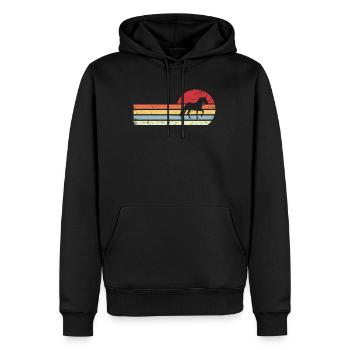 Soleil et lignes rétro - cheval - - Sweat à capuche Premium bio Homme - noir - Devant - Nico (187cm)