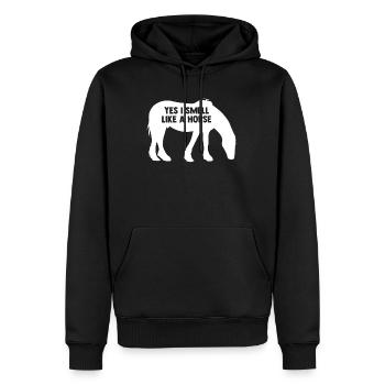 Ja, ich rieche wie ein Pferd 1 - - Männer Premium Bio Hoodie - Schwarz - Vorne - Nico (187cm)