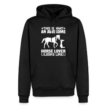This is what a real horse lover looks like - - Men’s Premium Organic Hoodie - black - Front - Nico (187cm)