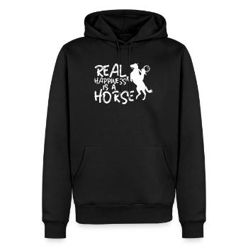 Le vrai bonheur est un cheval - - Sweat à capuche Premium bio Homme - noir - Devant - Nico (187cm)