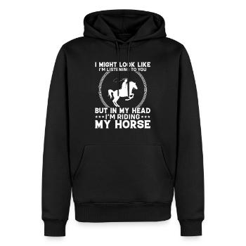 I may look like I'm listening to you, - Men’s Premium Organic Hoodie - black - Front - Nico (187cm)