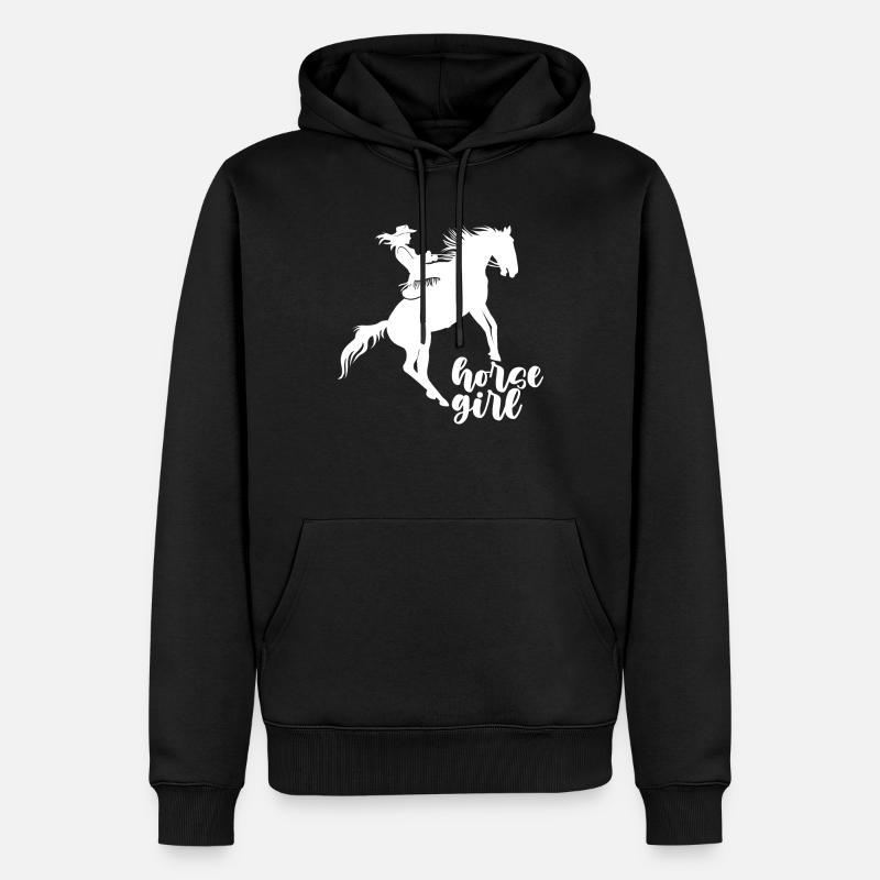 Pferd Mädchen - - Männer Premium Bio Hoodie - Schwarz
