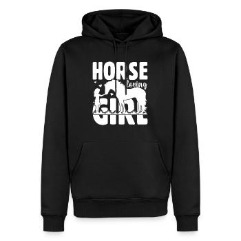 Fille aimant les chevaux - - Sweat à capuche Premium bio Homme - noir - Devant - Nico (187cm)