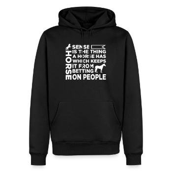 Le sens du cheval est ce qui empêche un cheval de le faire - Sweat à capuche Premium bio Homme - noir - Devant - Nico (187cm)