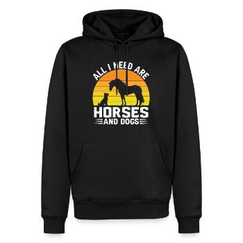 Tout ce dont j’ai besoin, ce sont des chevaux et des chiens - - Sweat à capuche Premium bio Homme - noir - Devant - Nico (187cm)