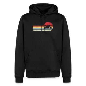Sonne und Retro-Linien - Motorrad - - Männer Premium Bio Hoodie - Schwarz - Vorne - Nico (187cm)