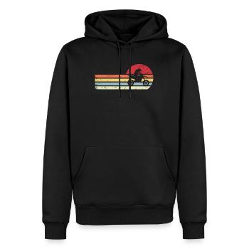 Sonne und Retro-Linien - Kerl Motorrad - - Männer Premium Bio Hoodie - Schwarz - Vorne - Nico (187cm)