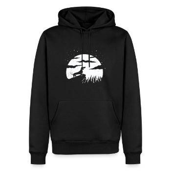 La Lune et le chien - Sweat à capuche Premium bio Homme - noir - Devant - Nico (187cm)